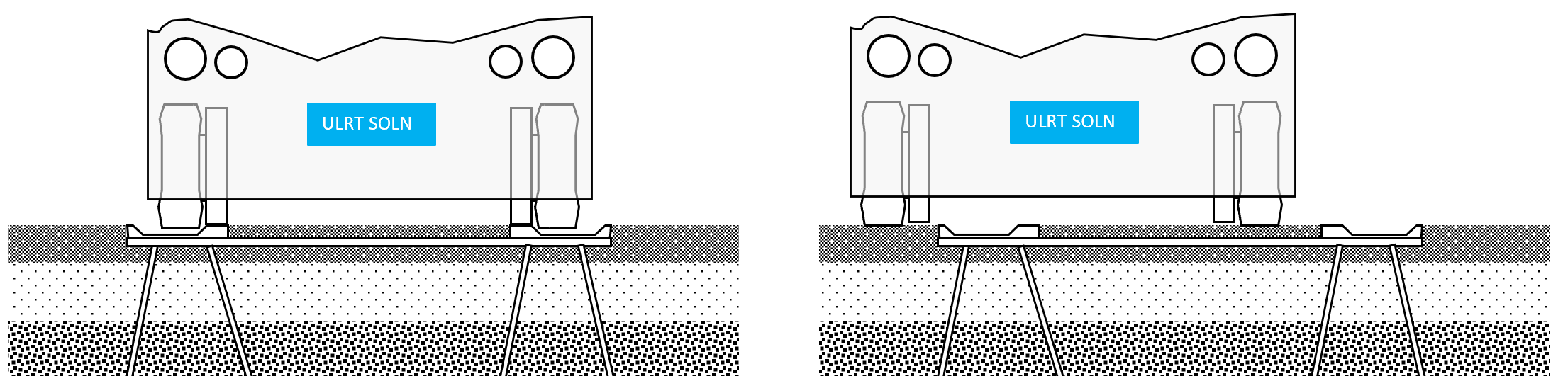 A drawing of two different types of construction.